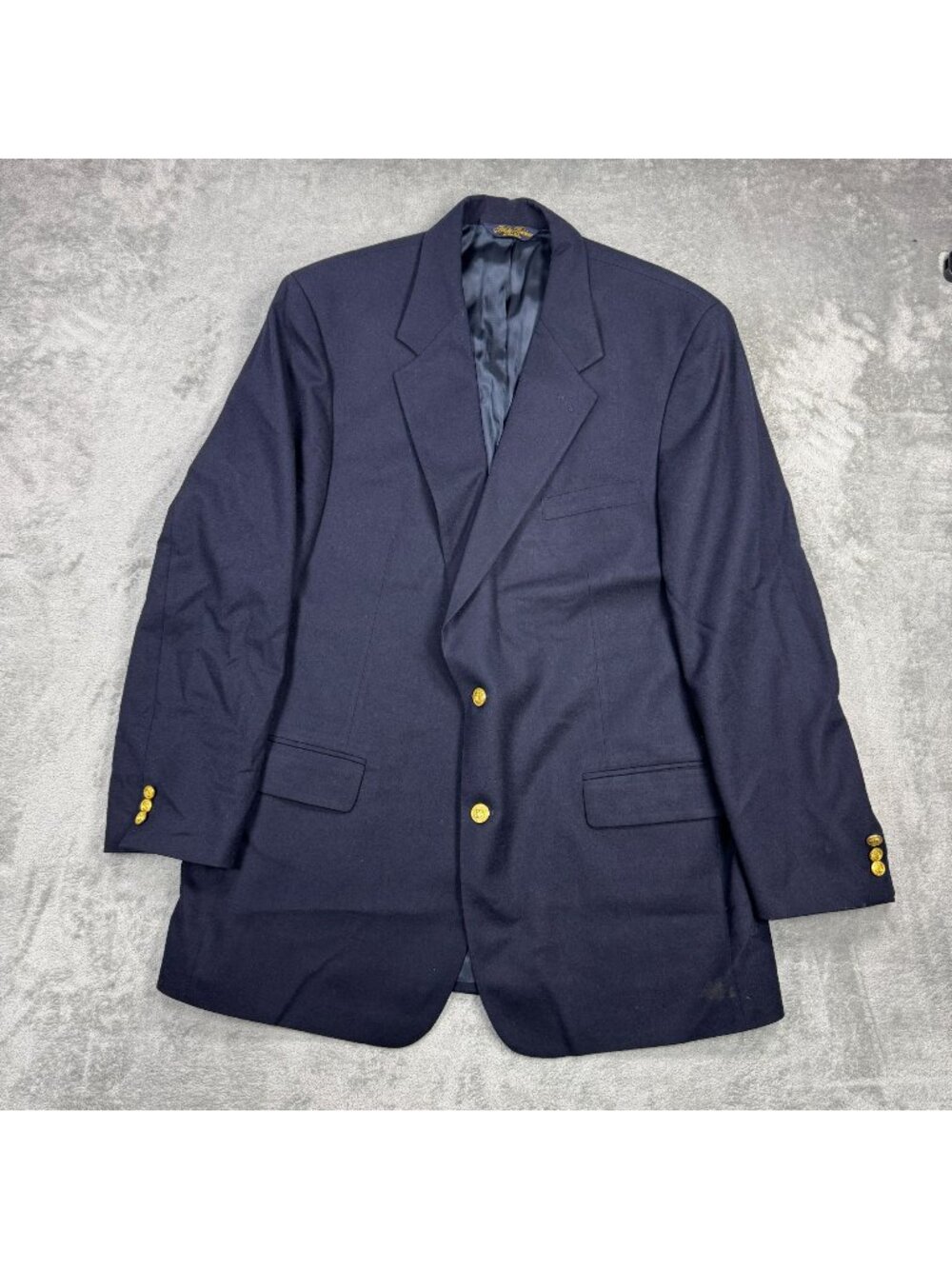 Vintage 90s Brooks Brothers Navy Pure Wool Blazer Gold Buttons Size 45 USA Made
